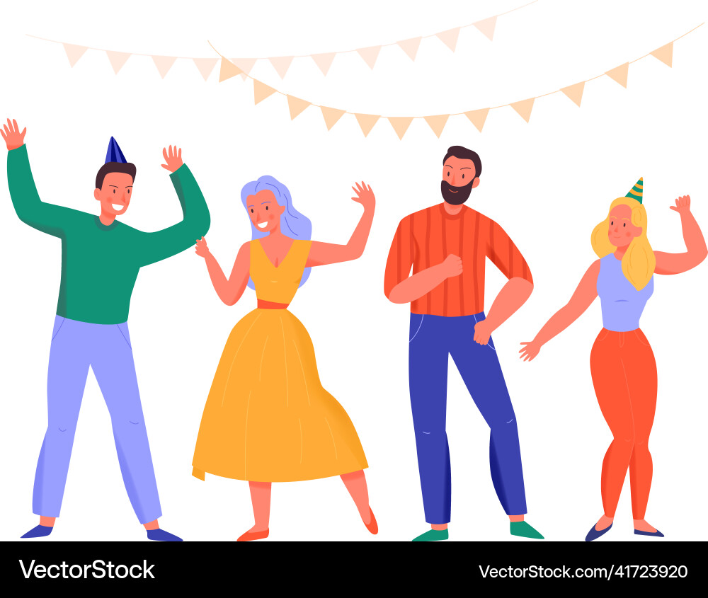 Flat dancing people Royalty Free Vector Image - VectorStock