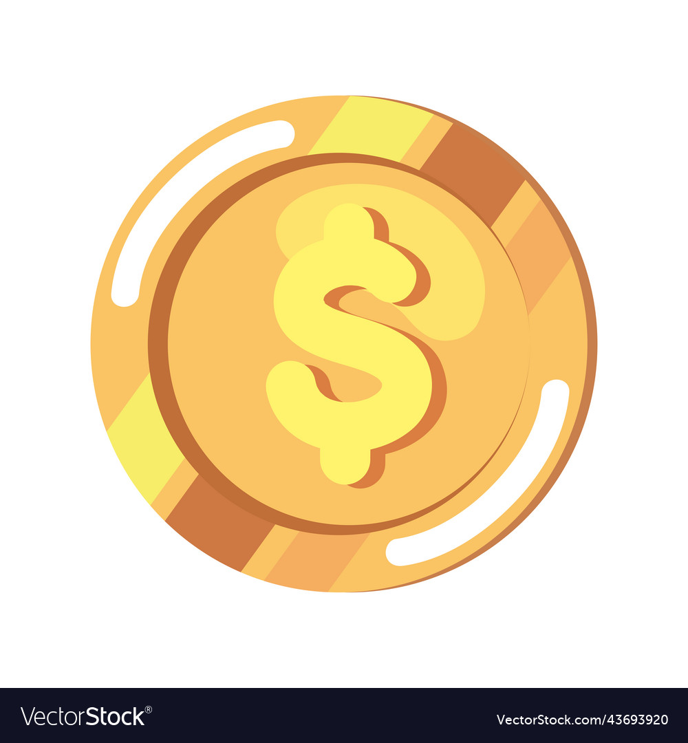 Golden coin money dollar Royalty Free Vector Image