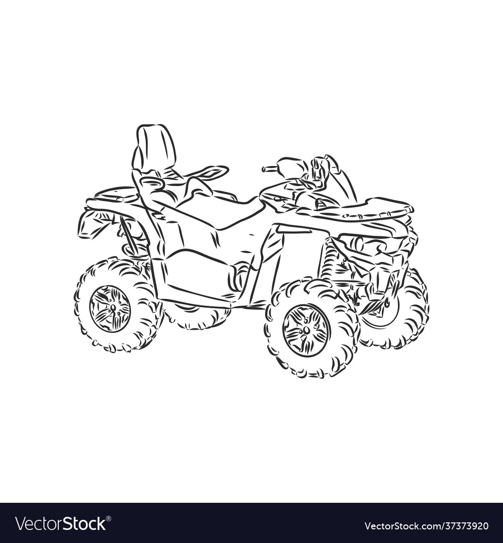 Hand drawn sketch quad bike in black isolated Vector Image