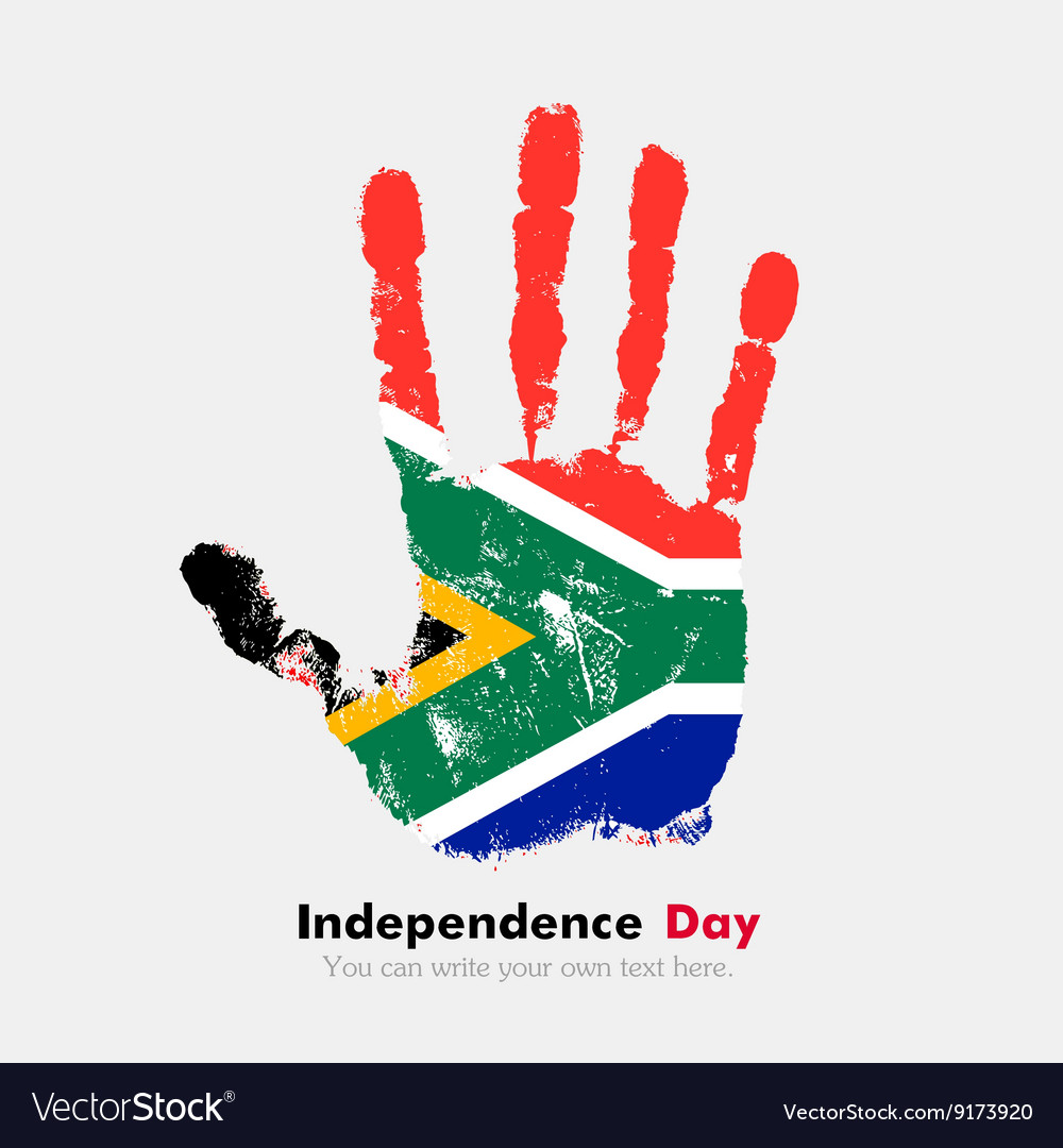 Handprint With The Flag Of South Africa In Grunge Vector Image 1365