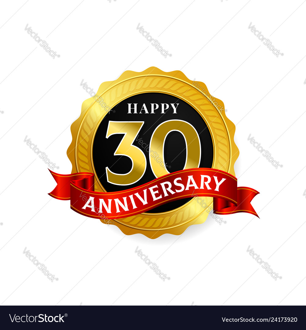 Happy 30 years anniversary golden badge logo