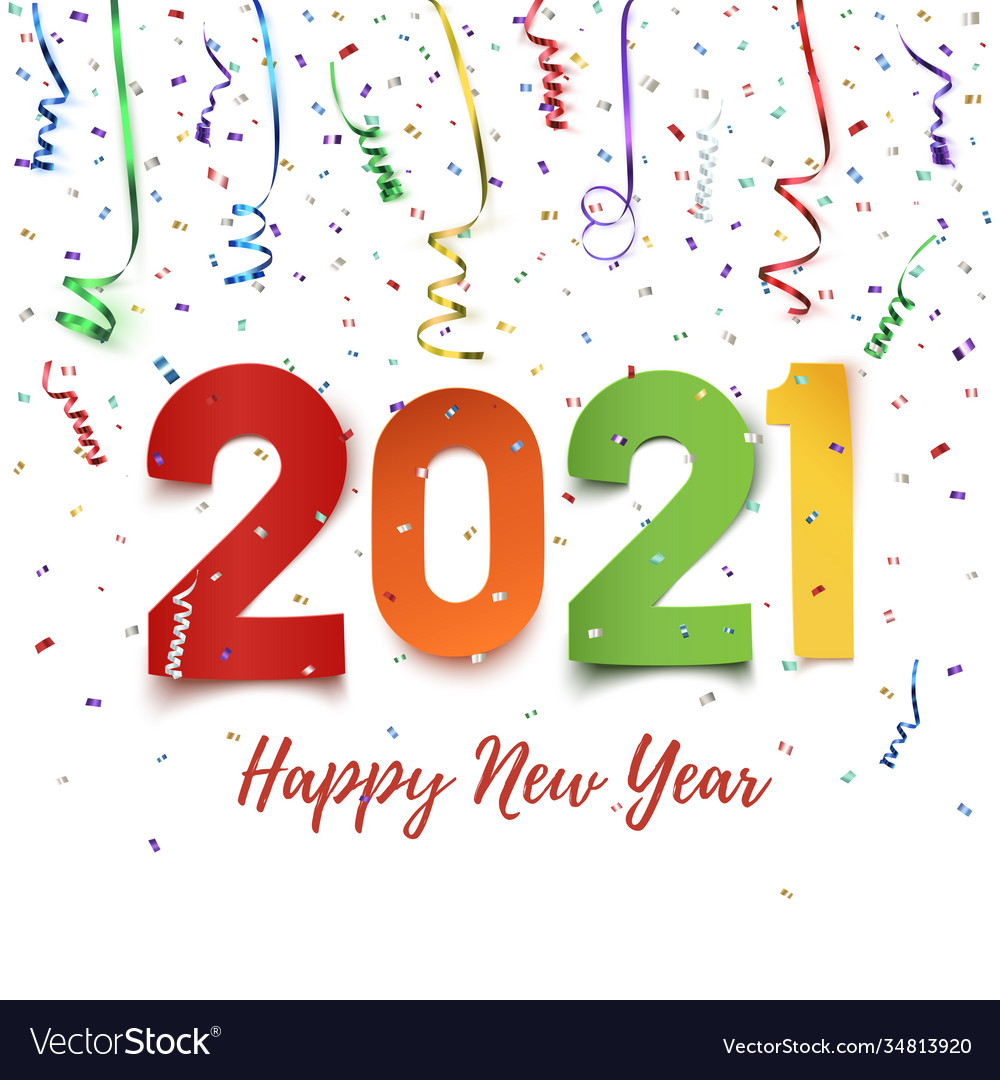 Happy new year 2021 colorful paper abstract vector image Happy new year 2021 colorful paper abstract