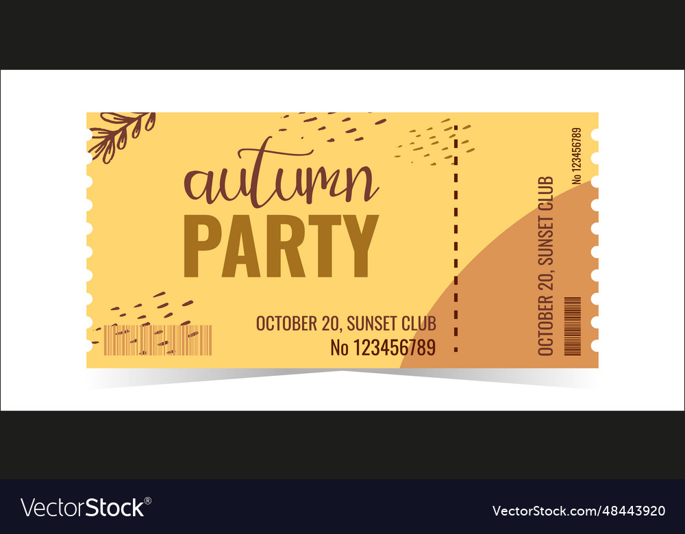 Ticket layout template for autumn party