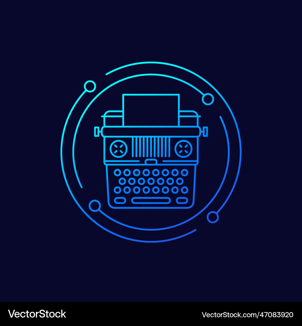 Typewriter icon linear design Royalty Free Vector Image