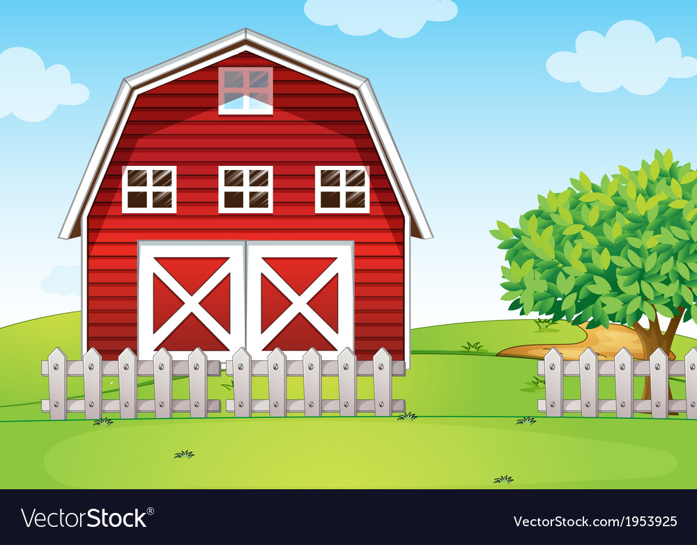 A barnhouse at the hilltop Royalty Free Vector Image