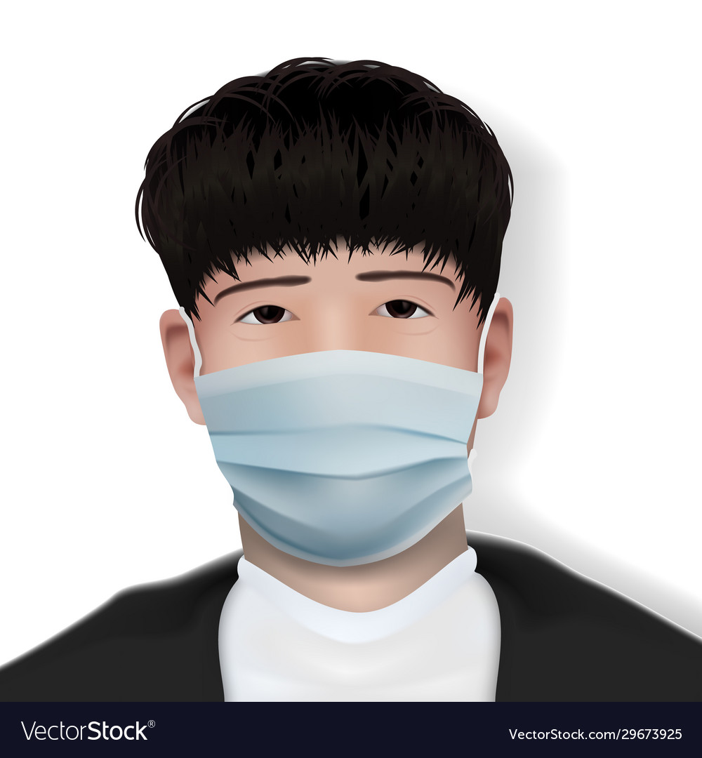 Download Chinese boy in corona virus medical face mask Vector Image