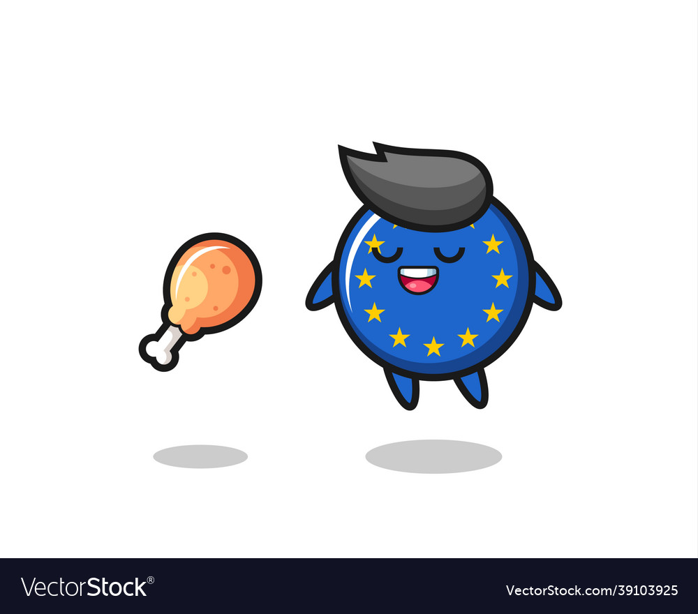 Cute europe flag badge floating and tempted