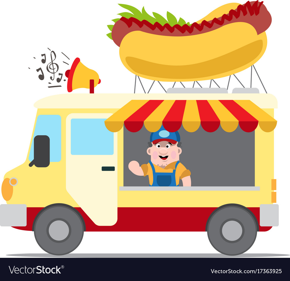 Flat design fast food car shop truck icon