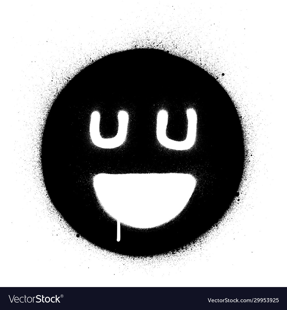 Graffiti Smiling Happy Icon Sprayed In Black Over Vector Image