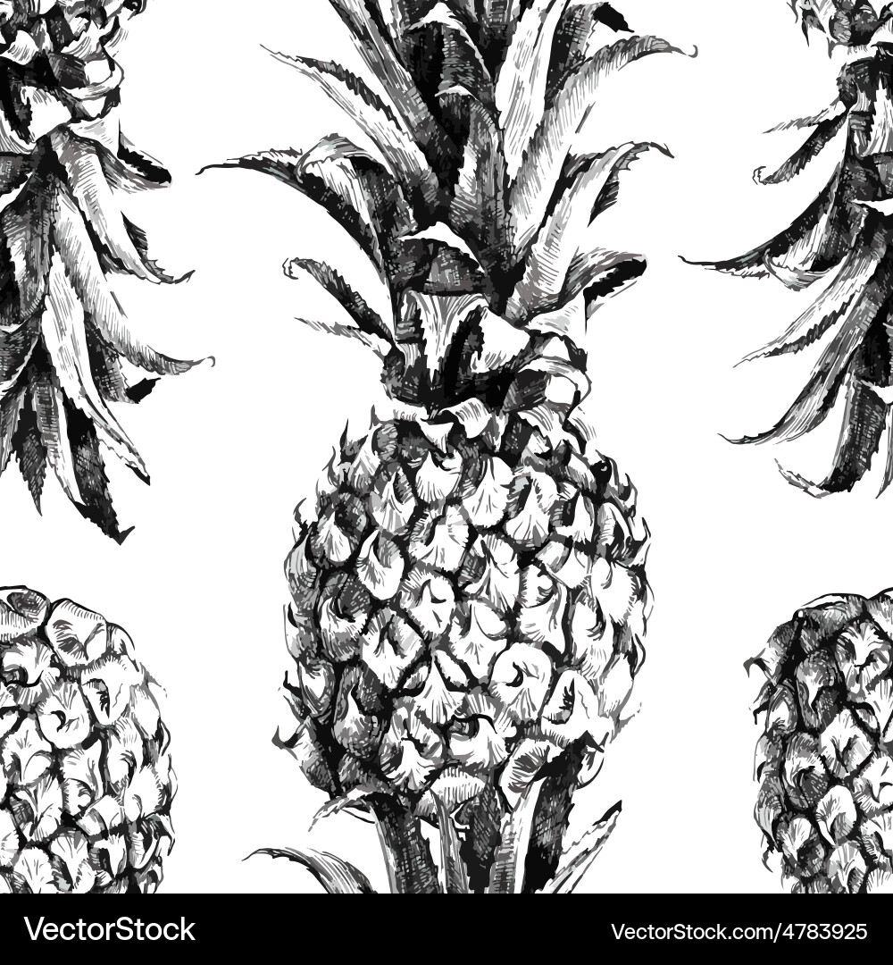 Hand drawn pineapple seamless Royalty Free Vector Image