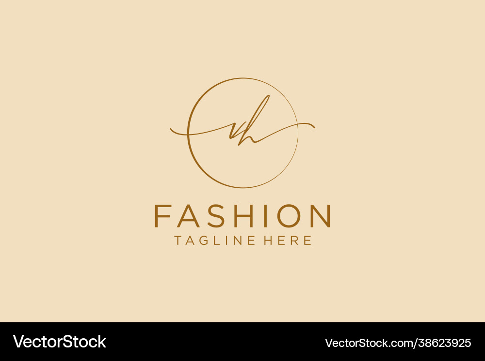 Initial Vh Feminine Logo Beauty Monogram Vector Image