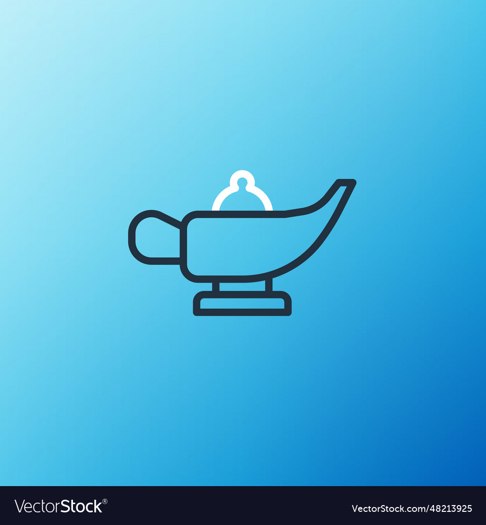 Line magic lamp or aladdin icon isolated