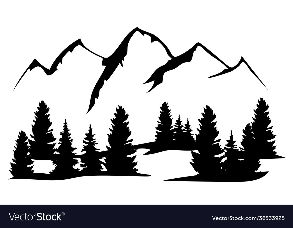 Mountains and forest Royalty Free Vector Image