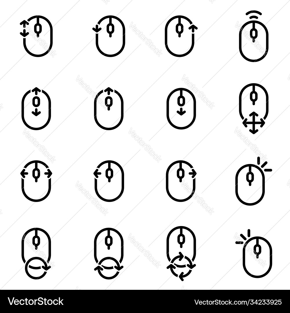 Set simple icons on a theme computer mouse Vector Image