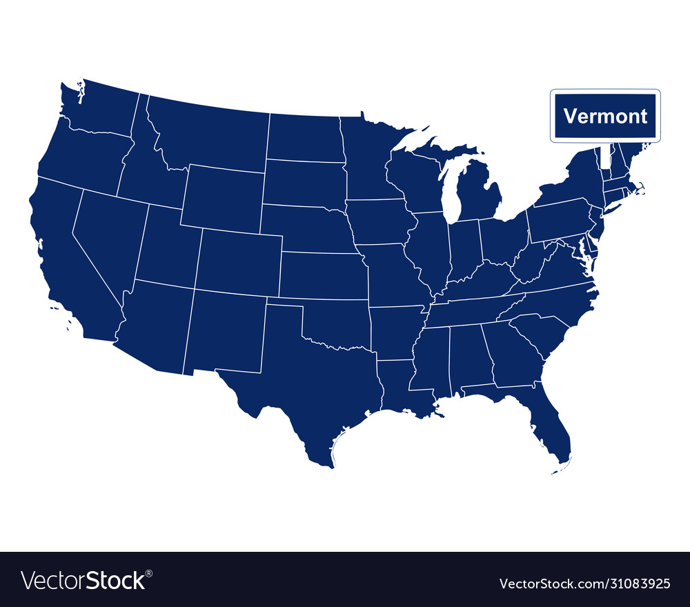 State vermont with road sign