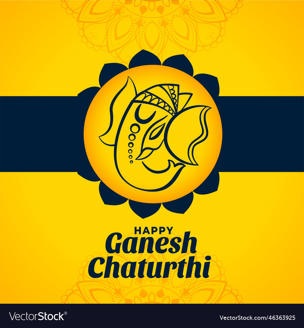 Stylish happy ganesh chaturthi yellow background Vector Image