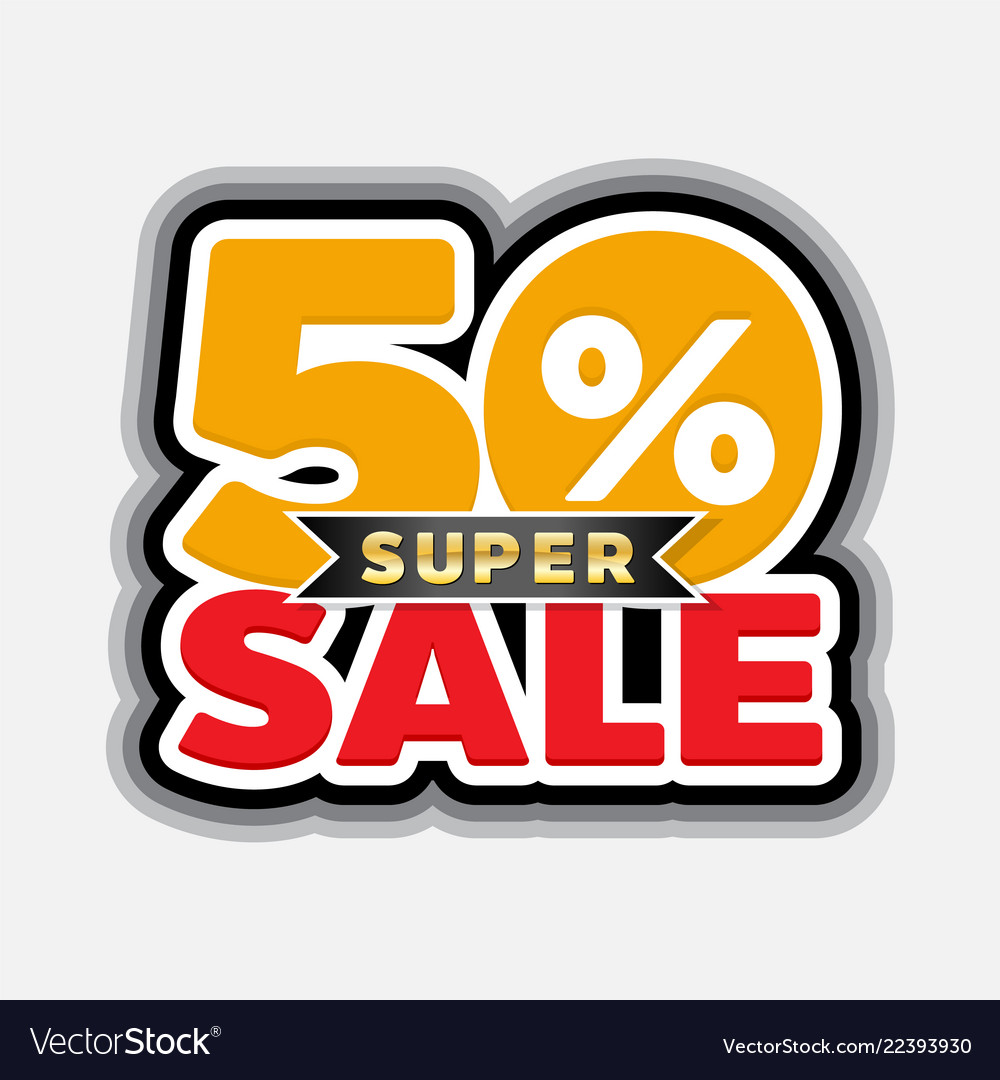 50 percent super sale Royalty Free Vector Image