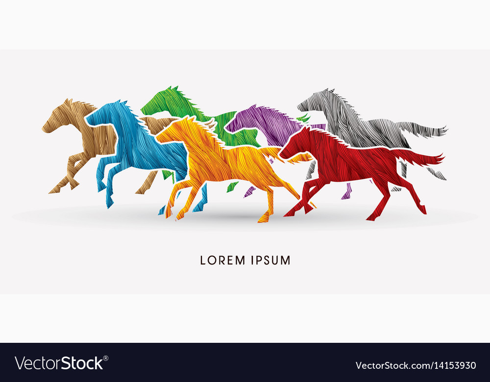 7 horses running Royalty Free Vector Image - VectorStock 7 horses running Royalty Free Vector Image - VectorStock