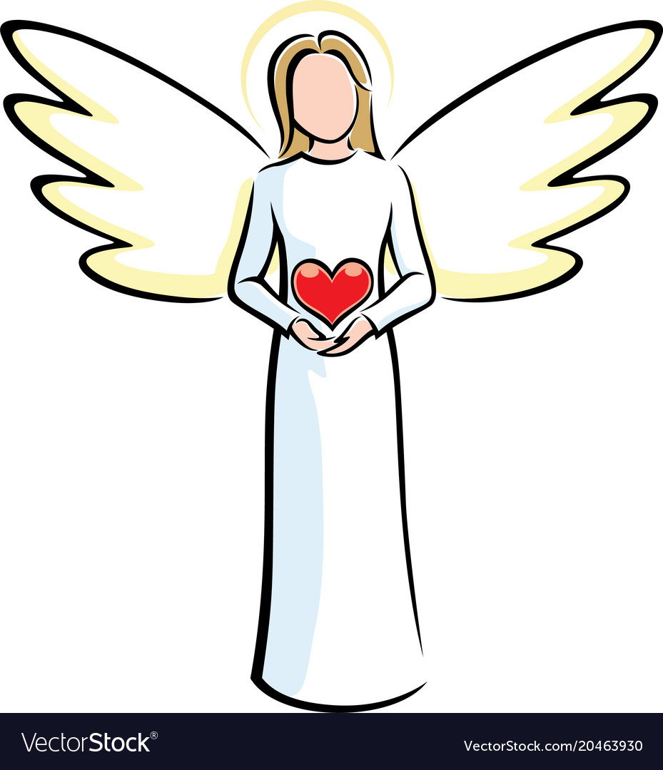 Angel holding heart Royalty Free Vector Image - VectorStock