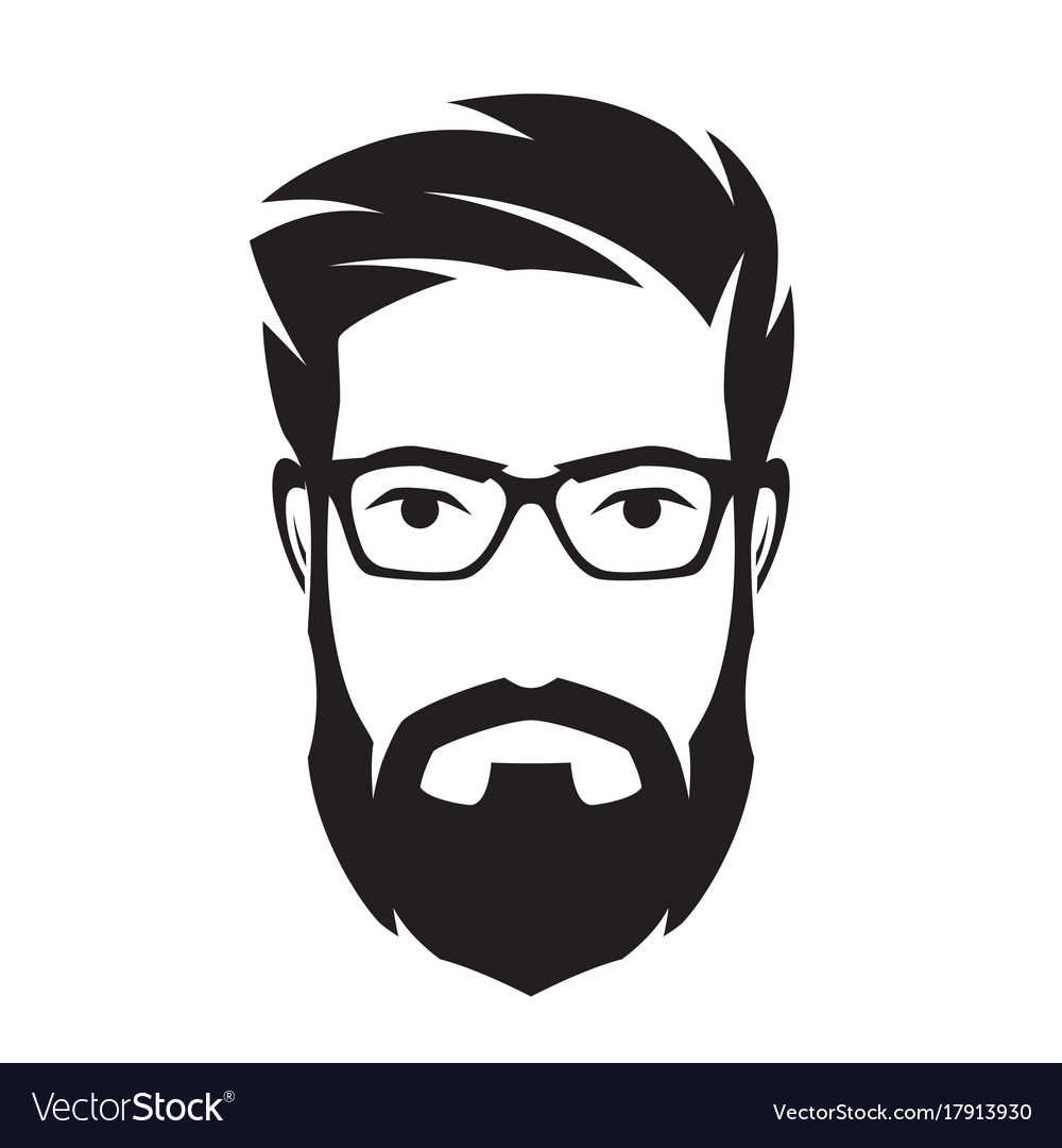 Bearded mans face hipster character fashion Vector Image