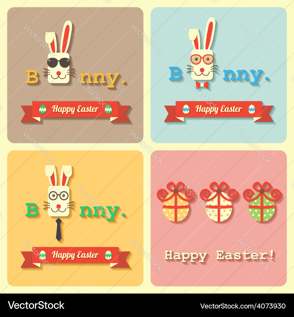 Easter rabbits and eggs Royalty Free Vector Image