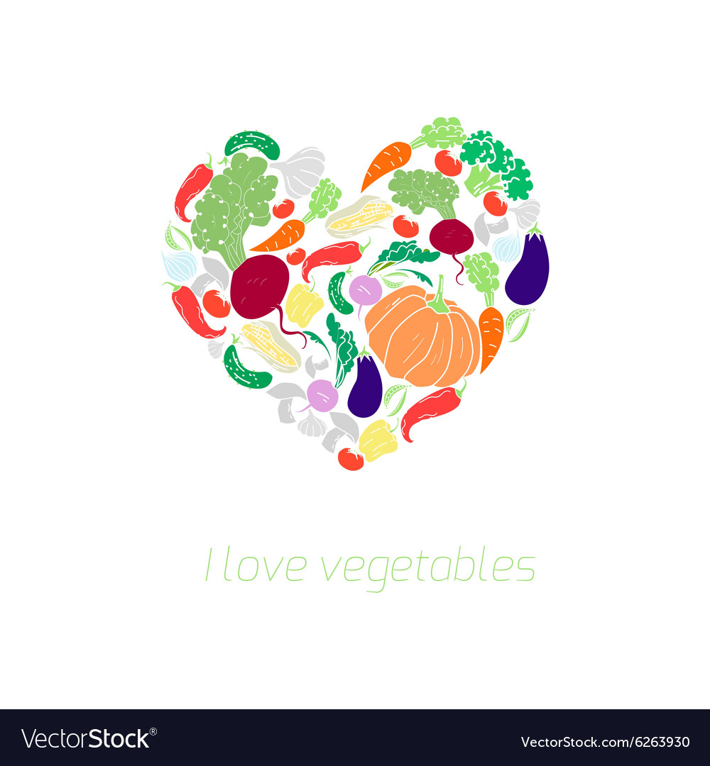 Heart vegetables food color Royalty Free Vector Image