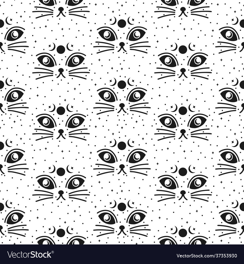 Seamless pattern cat happy backgroundcute animal