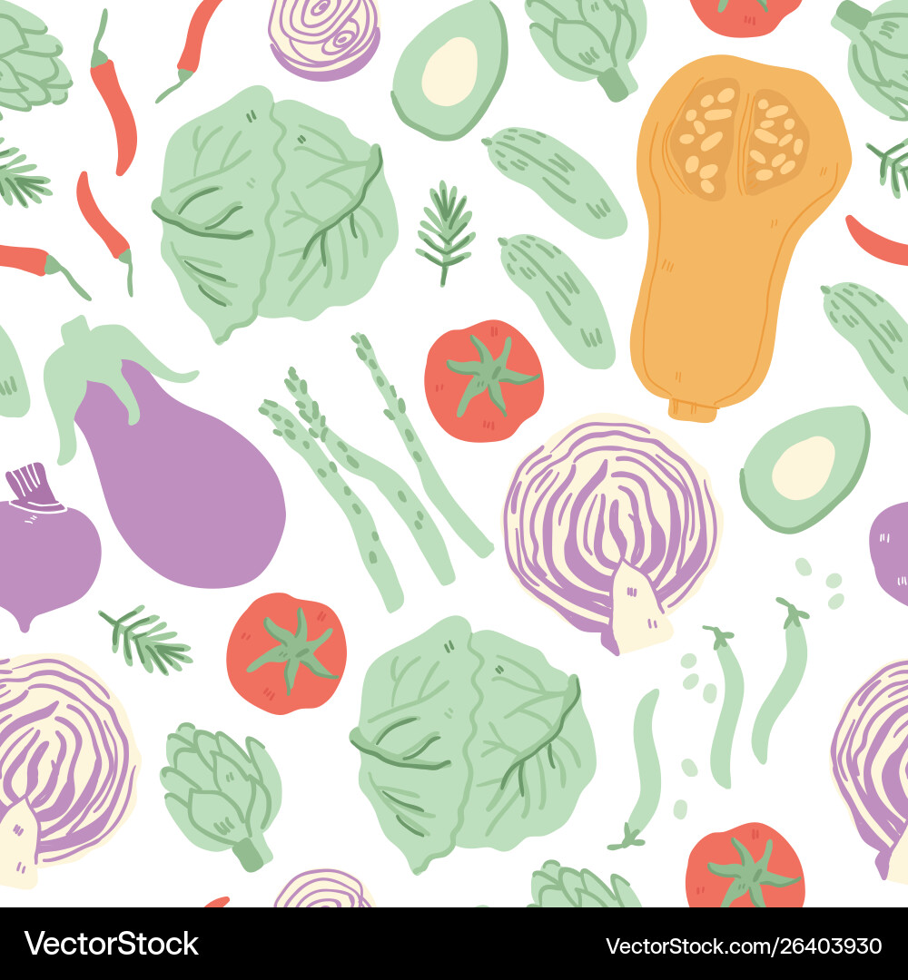 Seamless pattern with hand drawn vegetables Vector Image