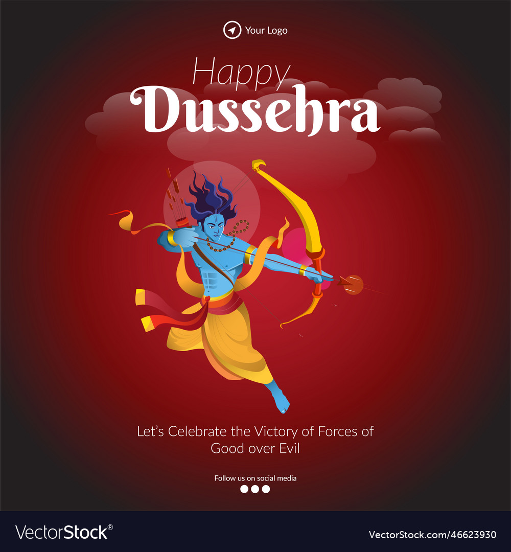 Traditional indian festival happy dussehra banner Vector Image