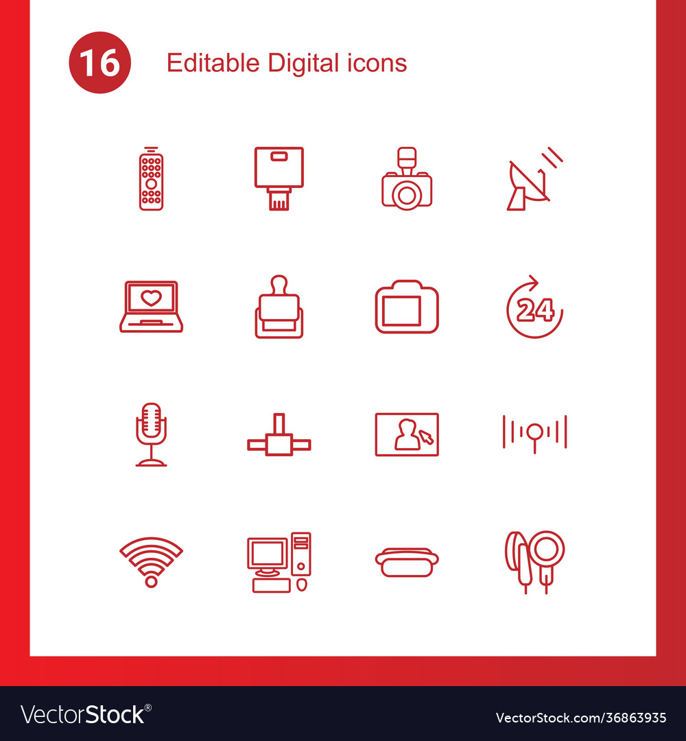 16 digital icons Royalty Free Vector Image - VectorStock