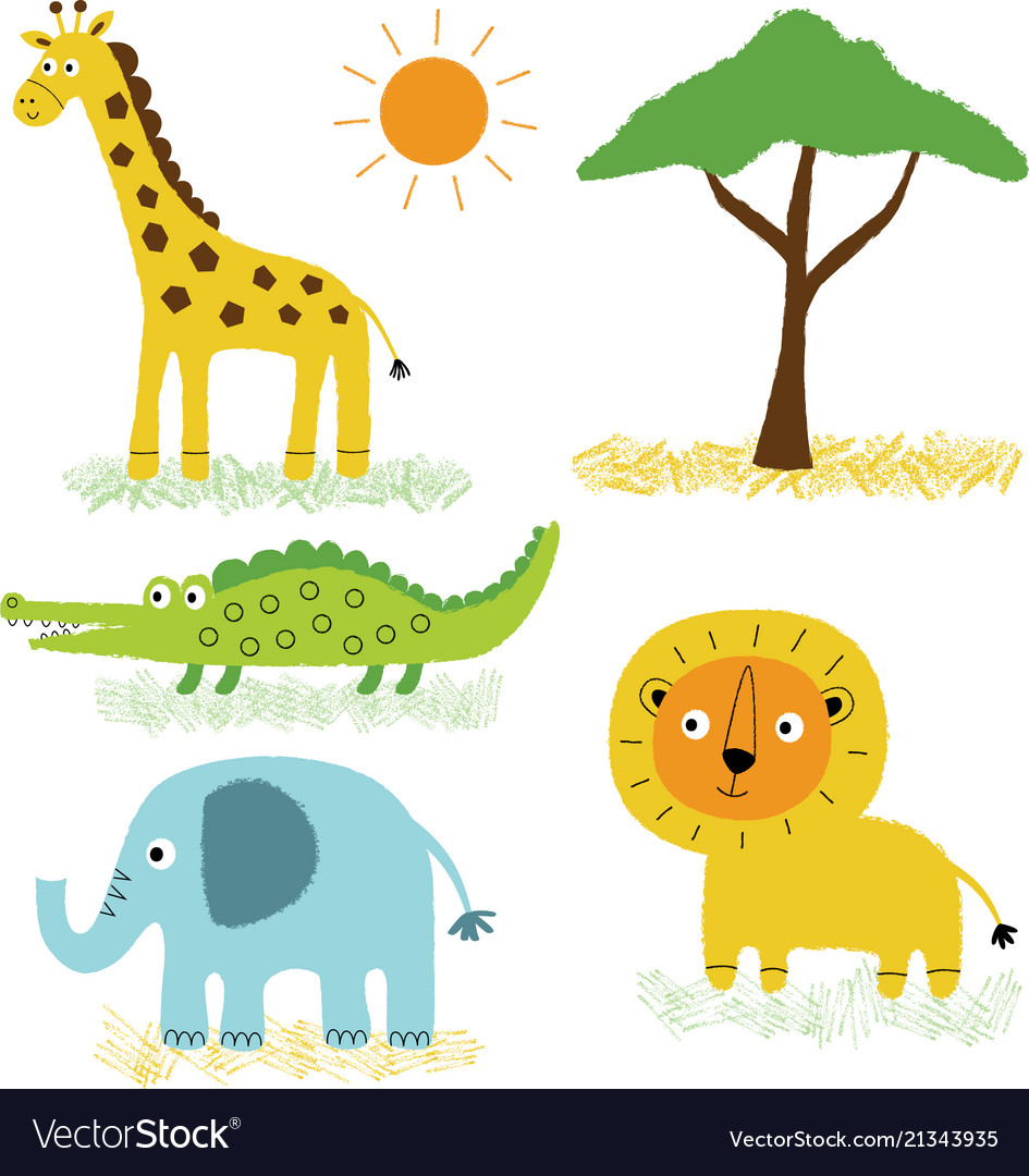 African animals cartoon set vector image