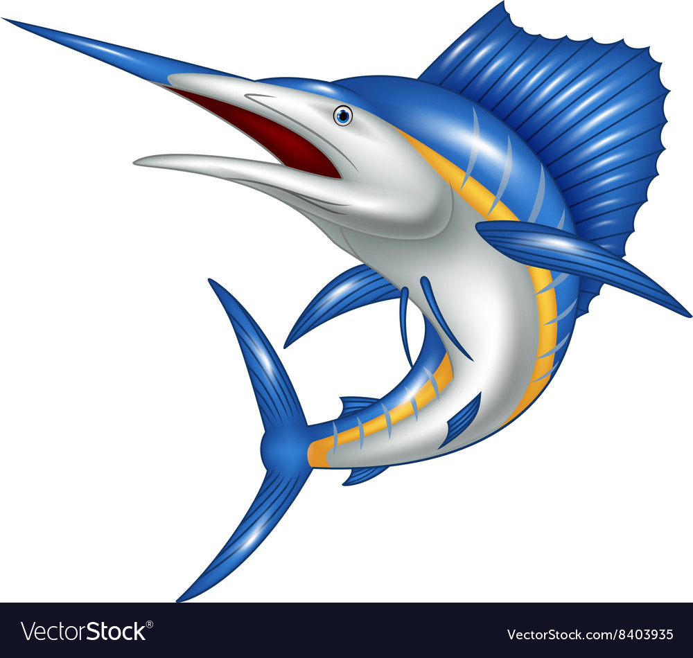 Download Blue marlin fish cartoon Royalty Free Vector Image