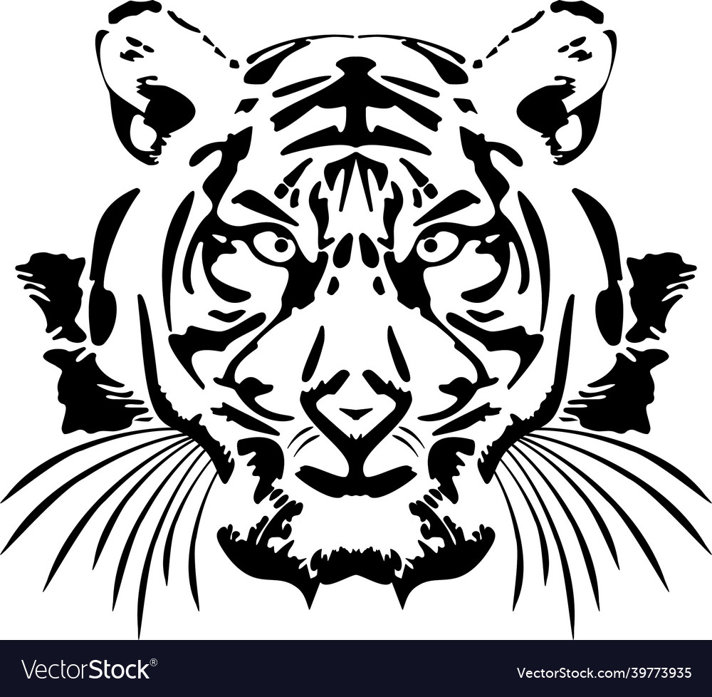 Handdrawn tiger head chinese symbol of the new Vector Image