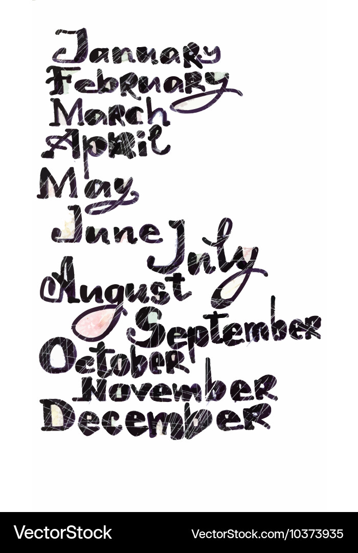 Months of the year pattern colored hand drawn Vector Image