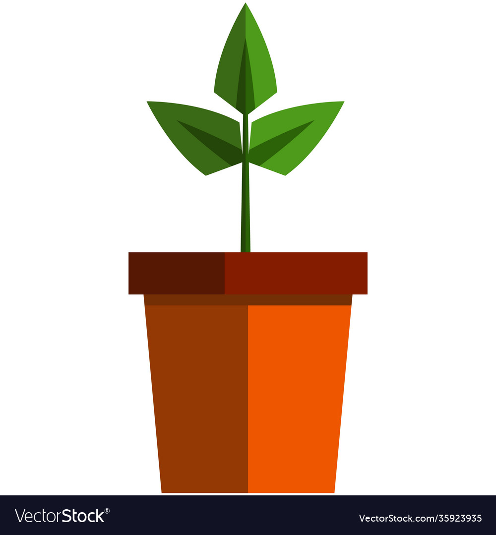 Potted plant icon flat isolated