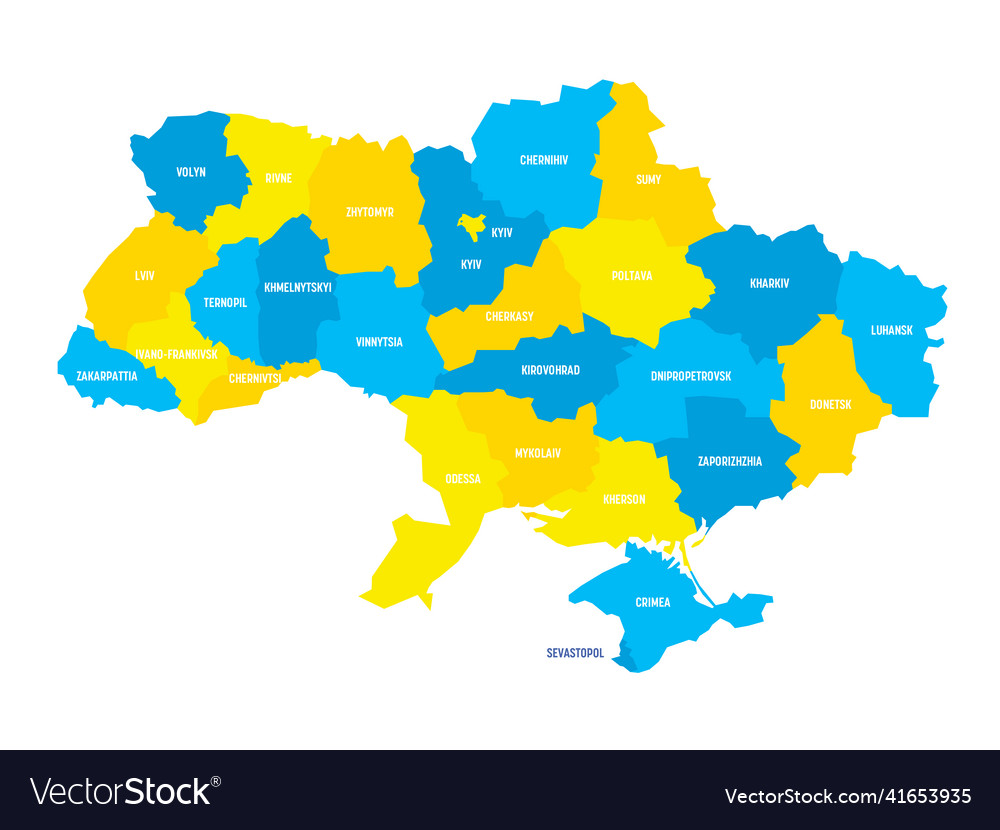 Ukraine - administrative map of oblasts Royalty Free Vector