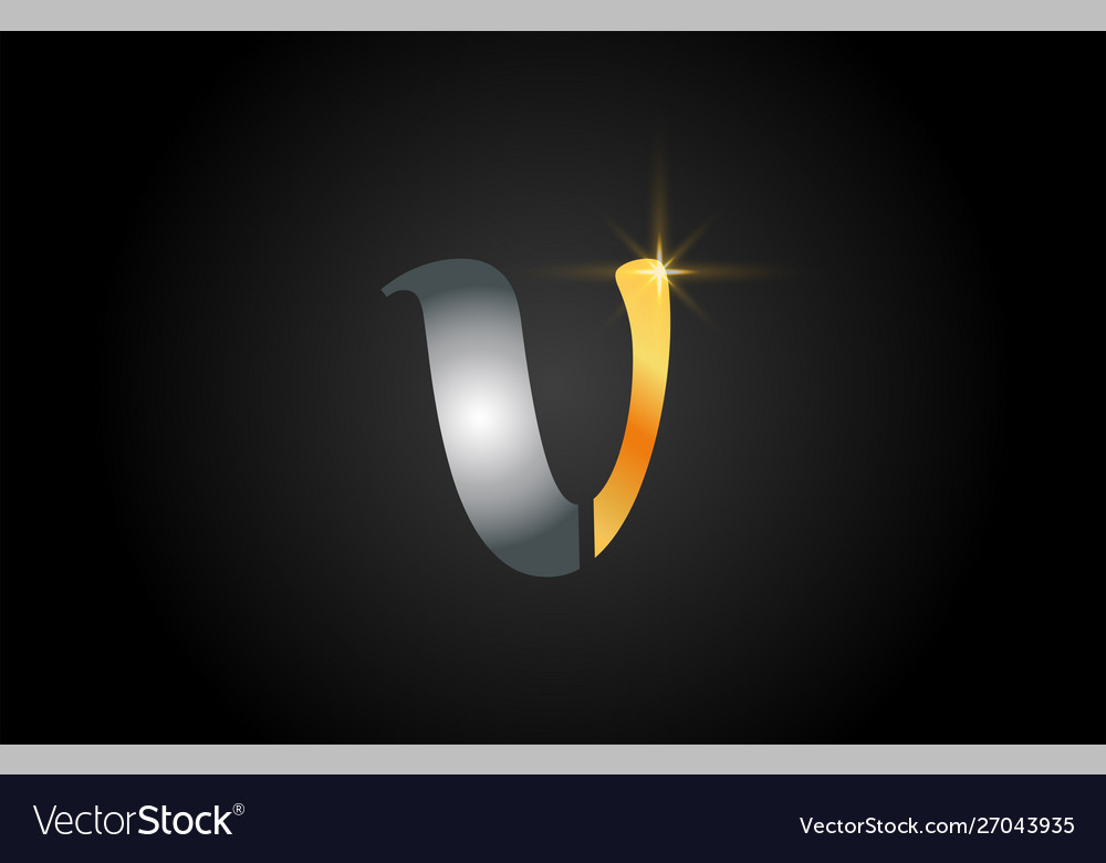 V gold alphabet letter logo design suitable Vector Image