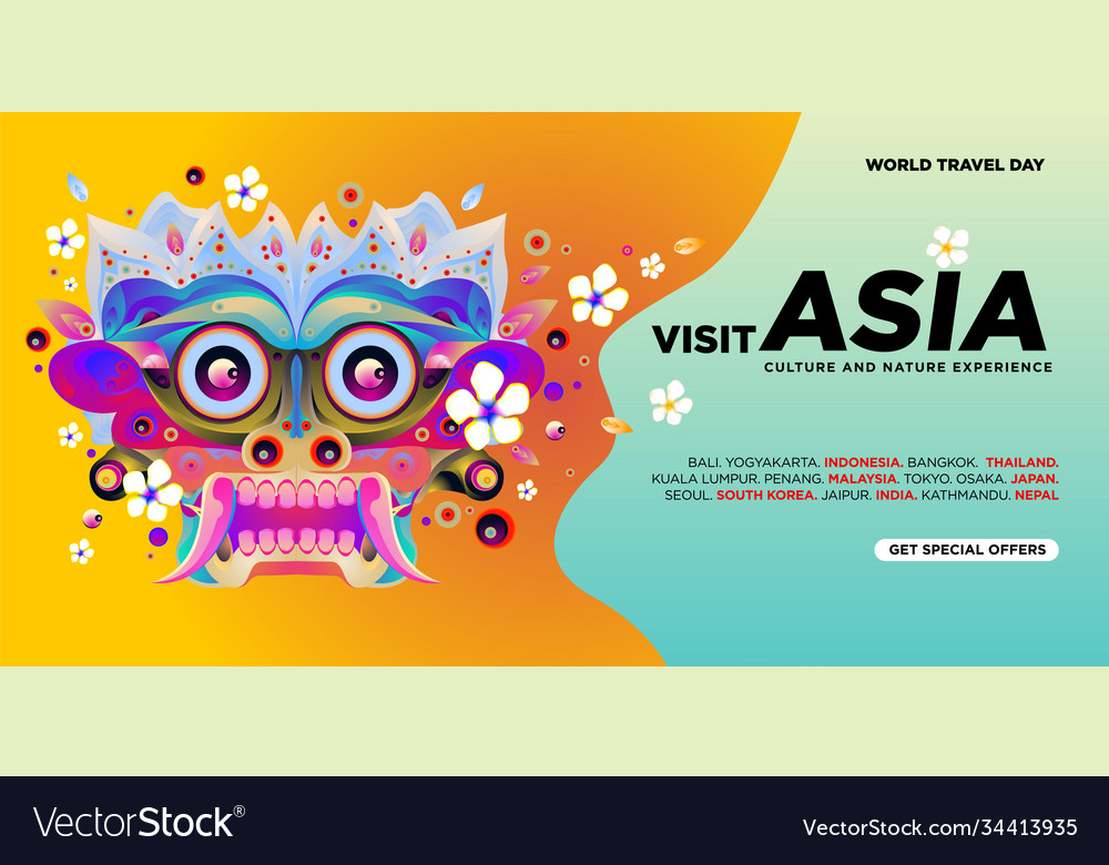 World travel day asian visit banner template