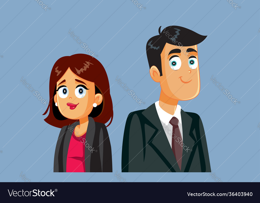 Businesswoman And Businessman Standing Together Vector Image