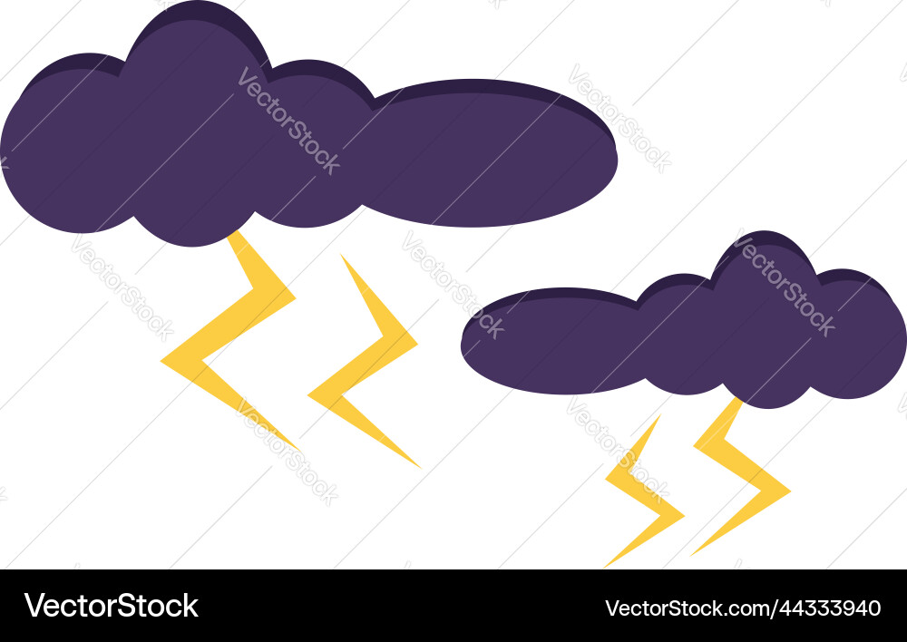 Clouds with lightning on a white background Vector Image