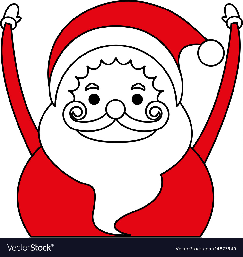 Color silhouette image cartoon half body fat santa