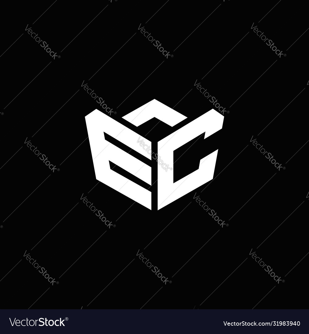 Ec Logo Monogram With Emblem Style Ribbon Design Vector Image