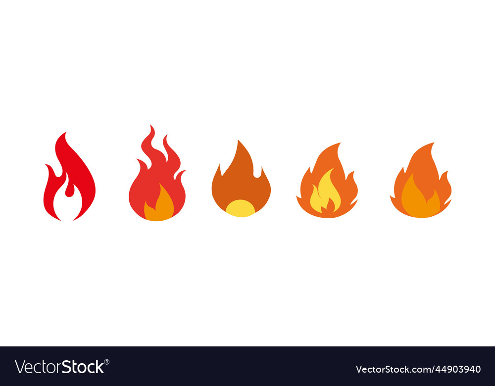 Fire red flames icon set logo design