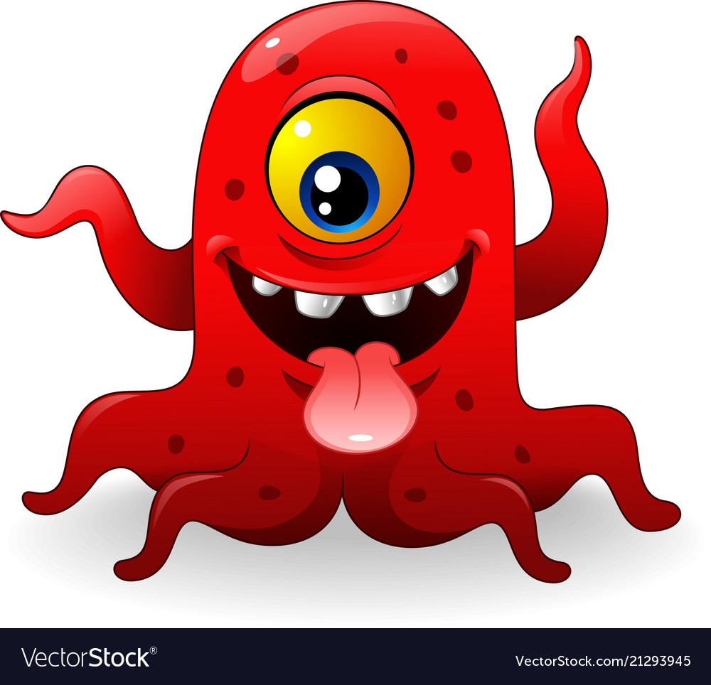 Cartoon funny red monster Royalty Free Vector Image