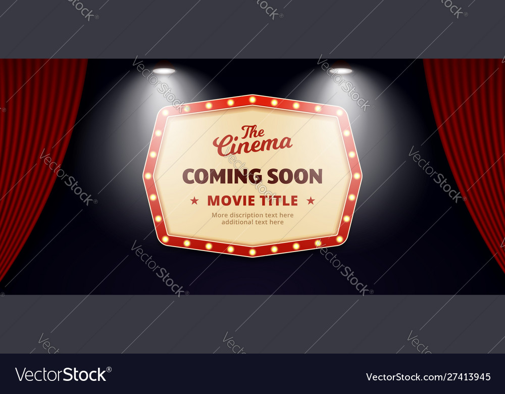 Coming soon movie in cinema banner design old