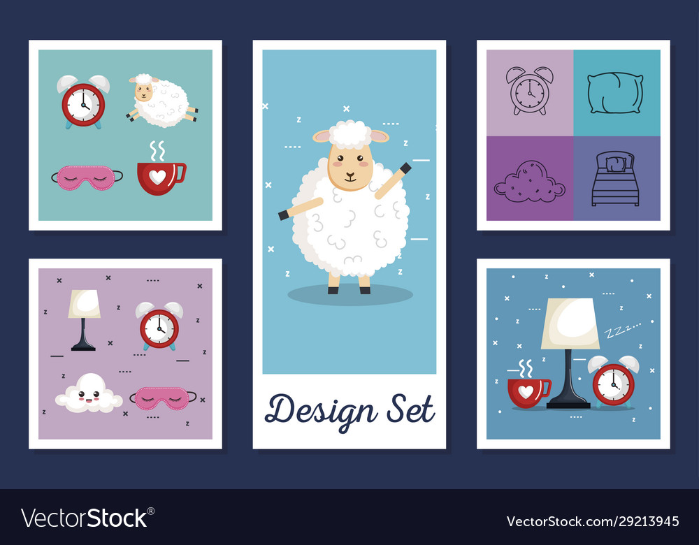 Designs setzen Schlaf mit niedlichen Icons