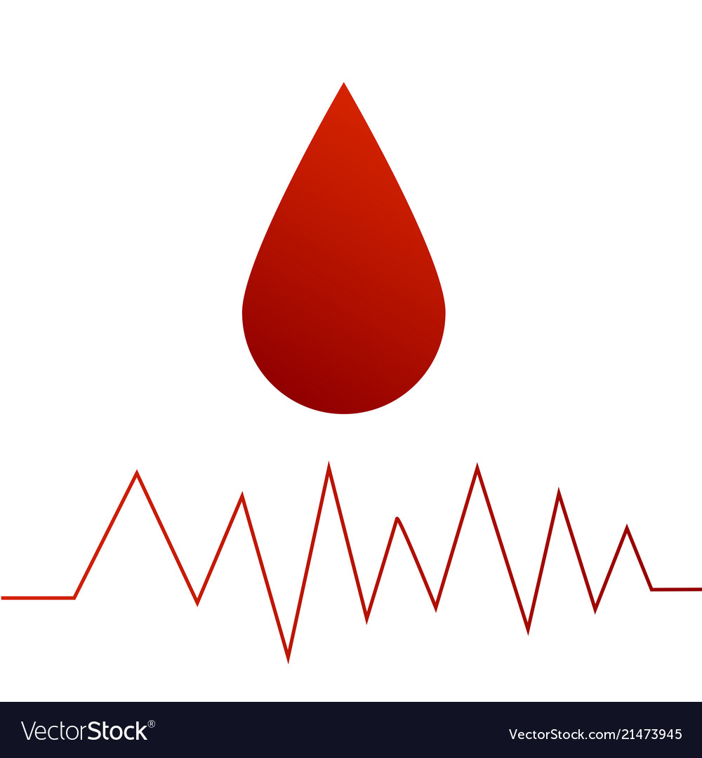 Drop of blood red color gradient and a cardiogram