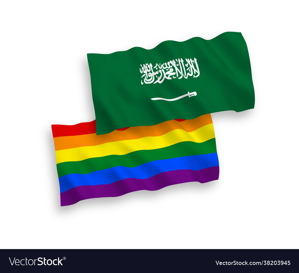 Flags saudi arabia and rainbow gay pride