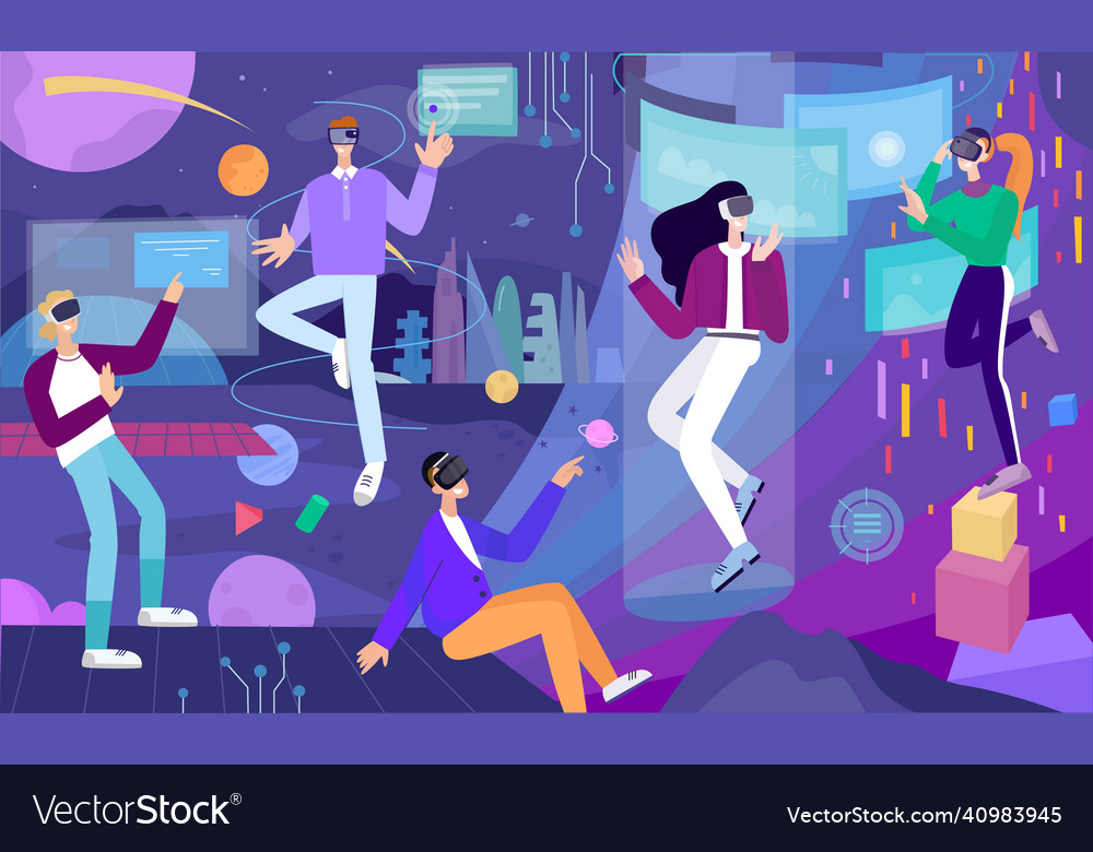 Metaverse virtual reality concept Royalty Free Vector Image