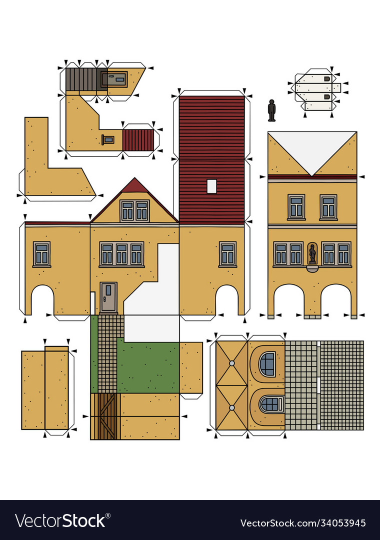 Papiermodell ein altes Stadthaus